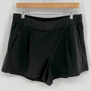 Athleta Women Textured Brooklyn Short Size 12 Black 4" Inseam Pull On Activewear